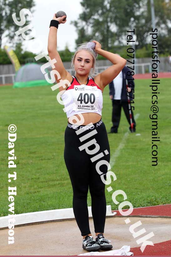 Women and Girls shot putt, 2021 North Eastern Track and Field Champs., Middesbrough. Photo: David T. Hewitson/Sports for All Pics